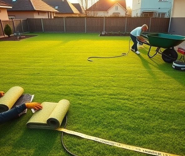 Czy warto samemu ułożyć trawę z rolki w Błoniu na 200 m² działce?