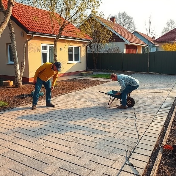 układanie kostki brukowej błonie